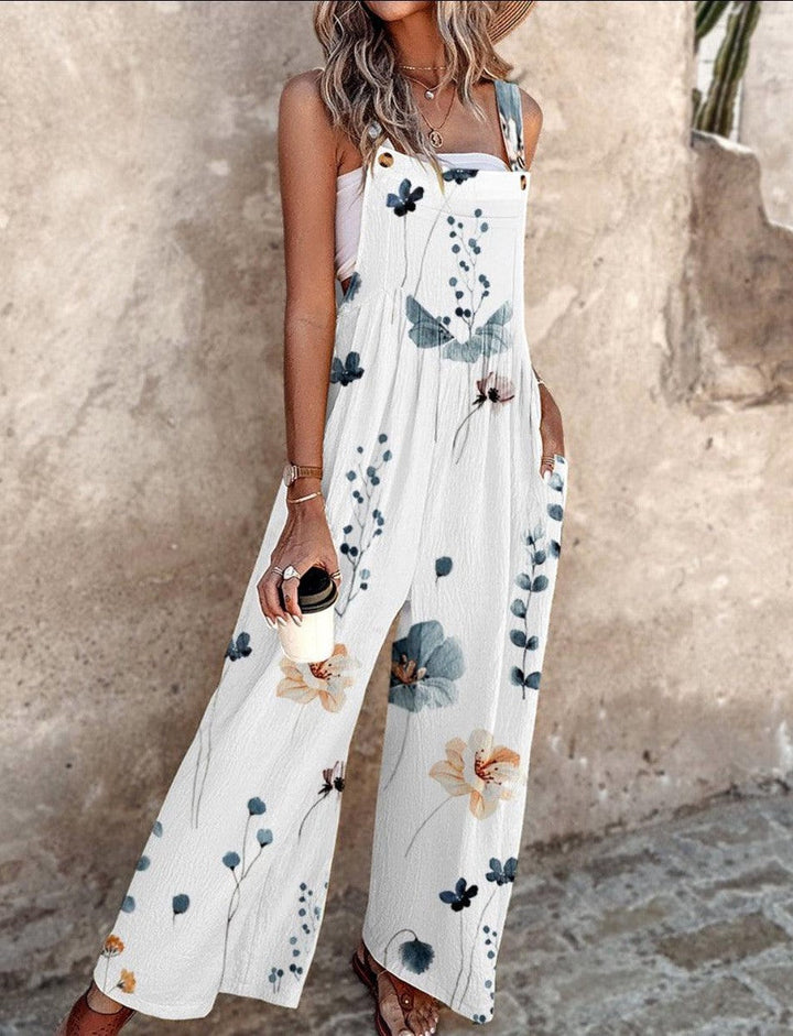 Hannah | Elegant Floral Sleeveless Jumpsuit With Square Neckline