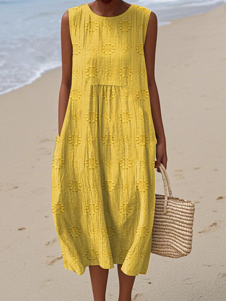 Dara | Elegant Sleeveless Embroidered Maxi Dress With Tummy Coverage