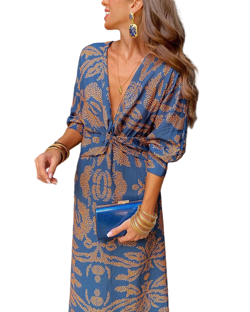 Tessa | Elegant V-Neck Wrap Dress With Long Sleeves