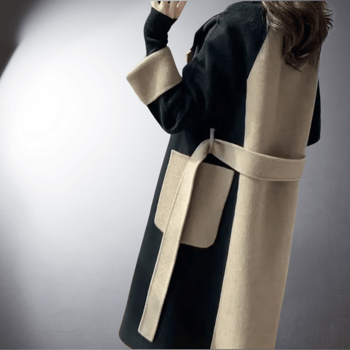 Elyse | Elegant Two-Tone Long Coat With Straight Silhouette