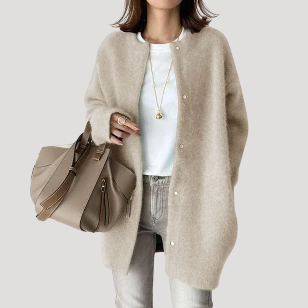 Margot | Elegant Long Button-Up Wool Cardigan With Relaxed Fit