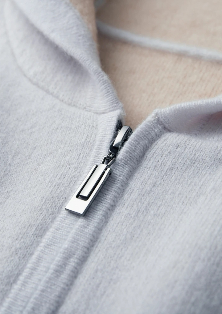 Casper | Elegant Two-Tone Zip Cashmere Hoodie Men