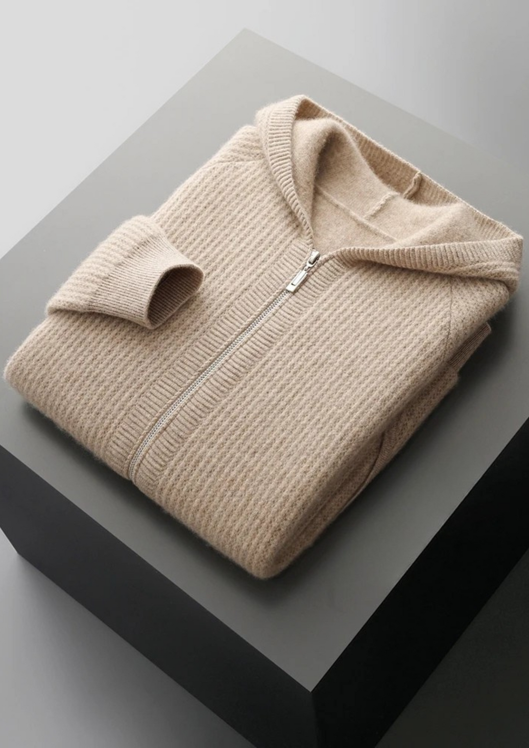Camden | Stylish Wool Ribbed Zip-Up Hoodie Men - Premium Knit