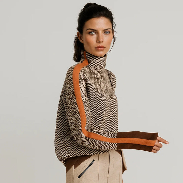 Ella | High Neck Pattern Sweater
