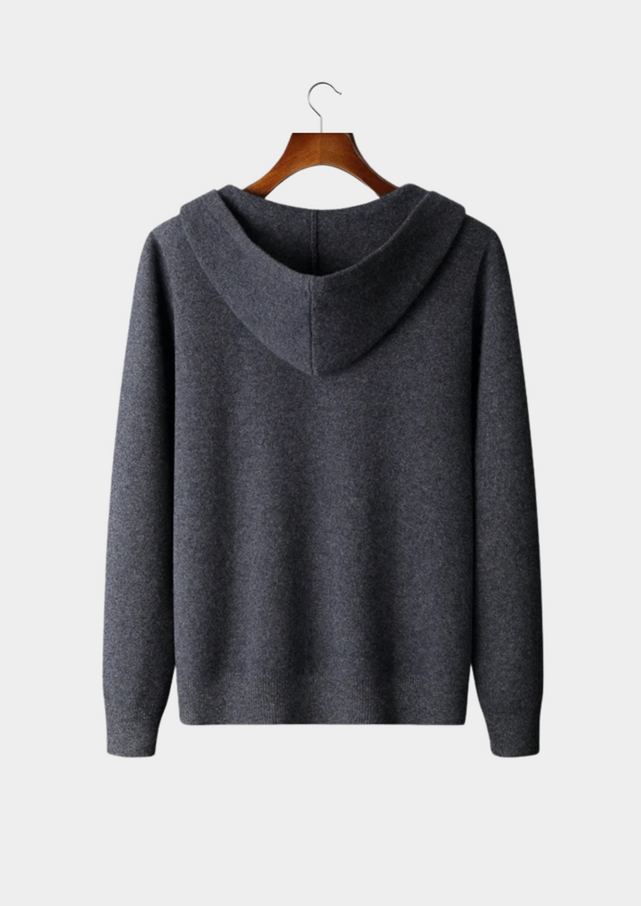 Tobias | Premium Cashmere Zip Up Hoodie Men - Charcoal