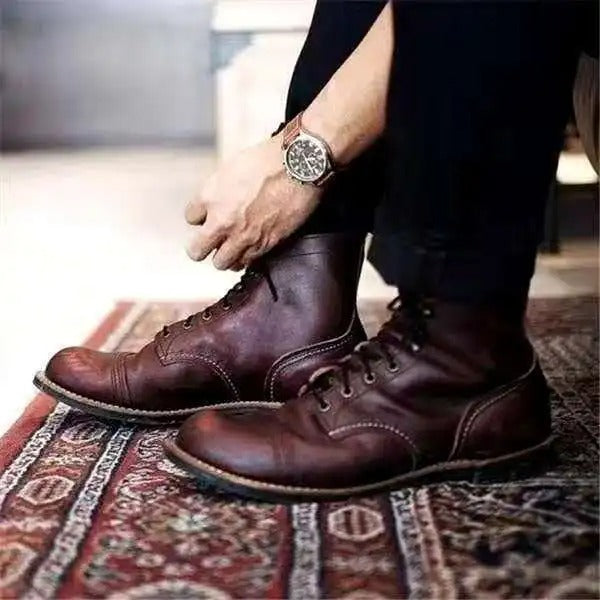 Jason | Stylish Brown Leather Lace Up Boots Men