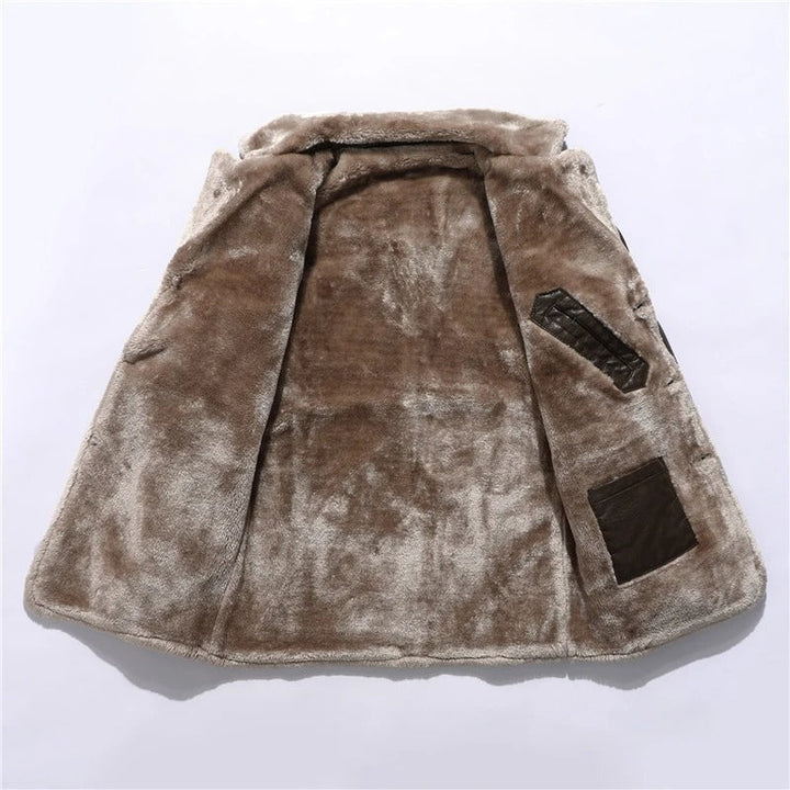 Men's Black Faux Leather Jacket With Sherpa Fur Lining