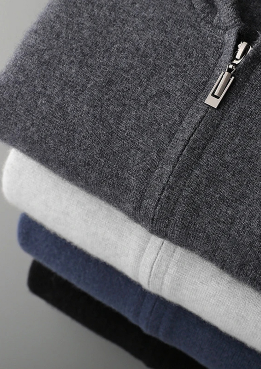 Tobias | Premium Cashmere Zip Up Hoodie Men - Charcoal