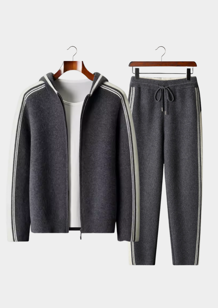 Damien | Luxury Cashmere Tracksuit Set - Navy Zip-Up Hoodie