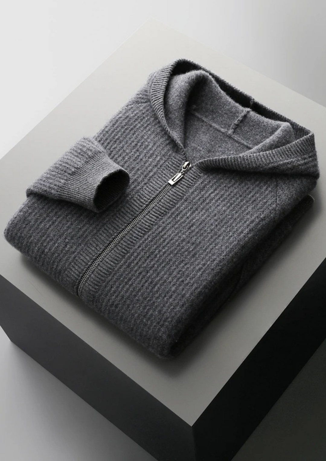 Camden | Stylish Wool Ribbed Zip-Up Hoodie Men - Premium Knit
