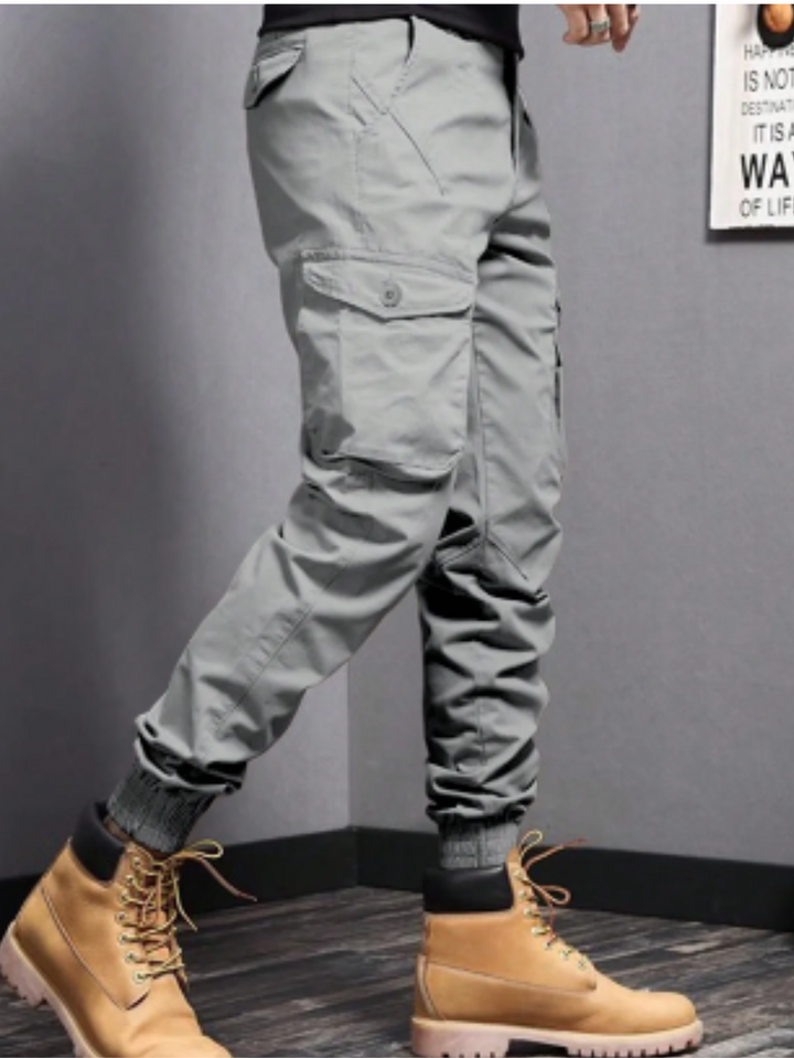 Evy | Sleek Tapered Cargo Trousers With Multi-Pocket Utility Design