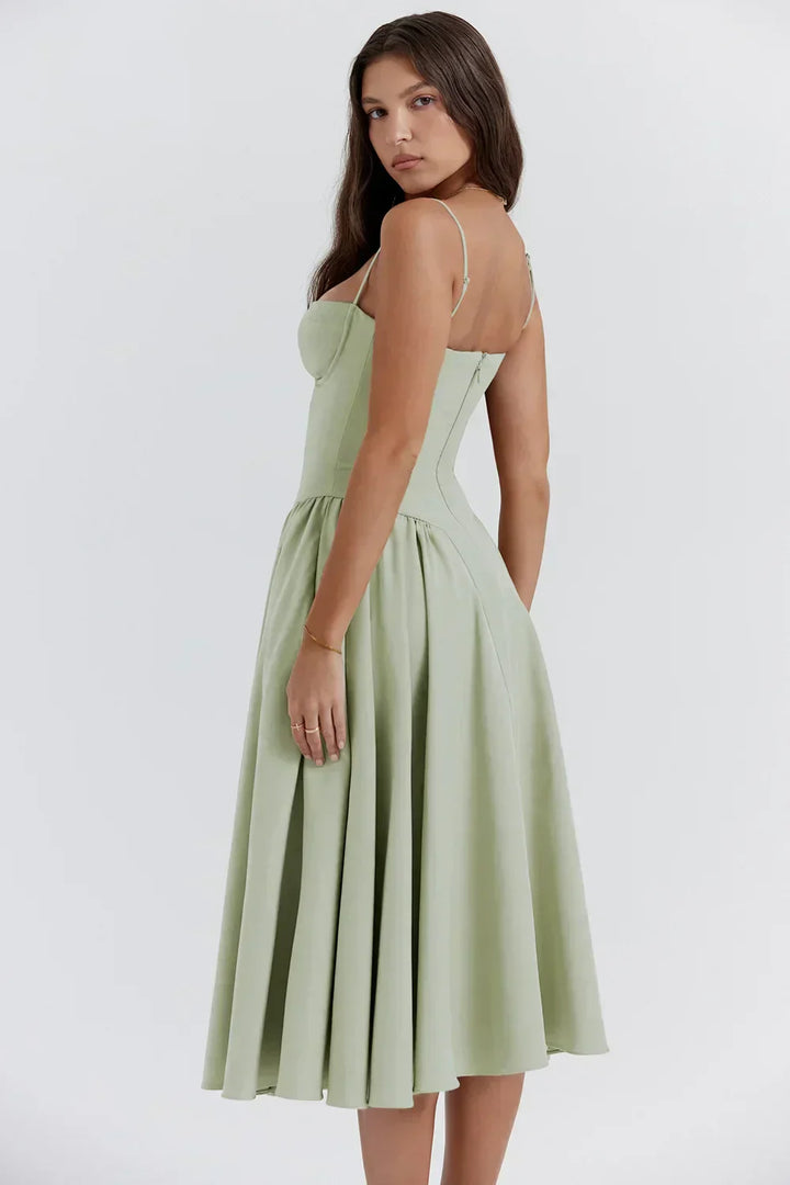 Clara | Elegant Structured Bustier Midi Dress