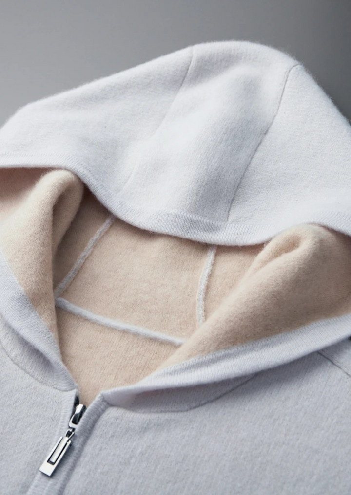 Casper | Elegant Two-Tone Zip Cashmere Hoodie Men