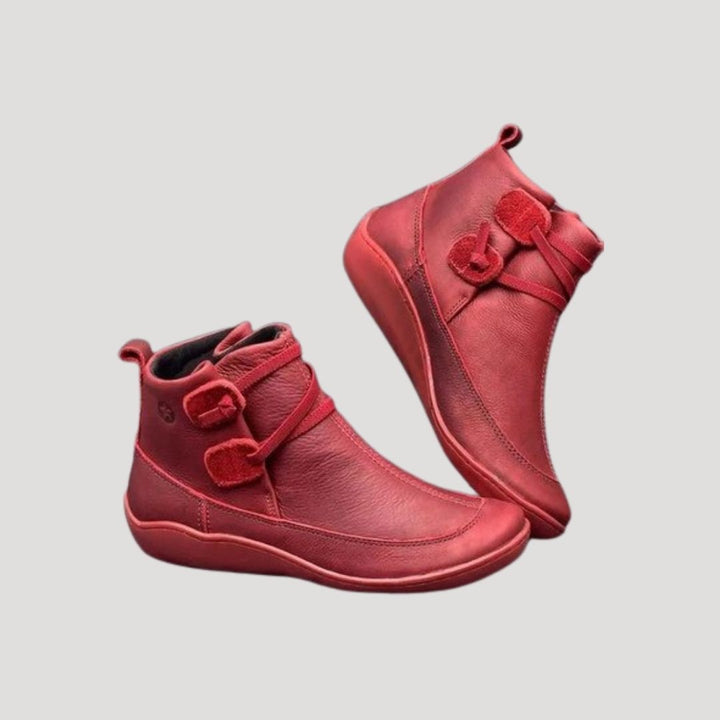 Evelyn | Stylish Waterproof Leather Ankle Boots With Buckle Straps