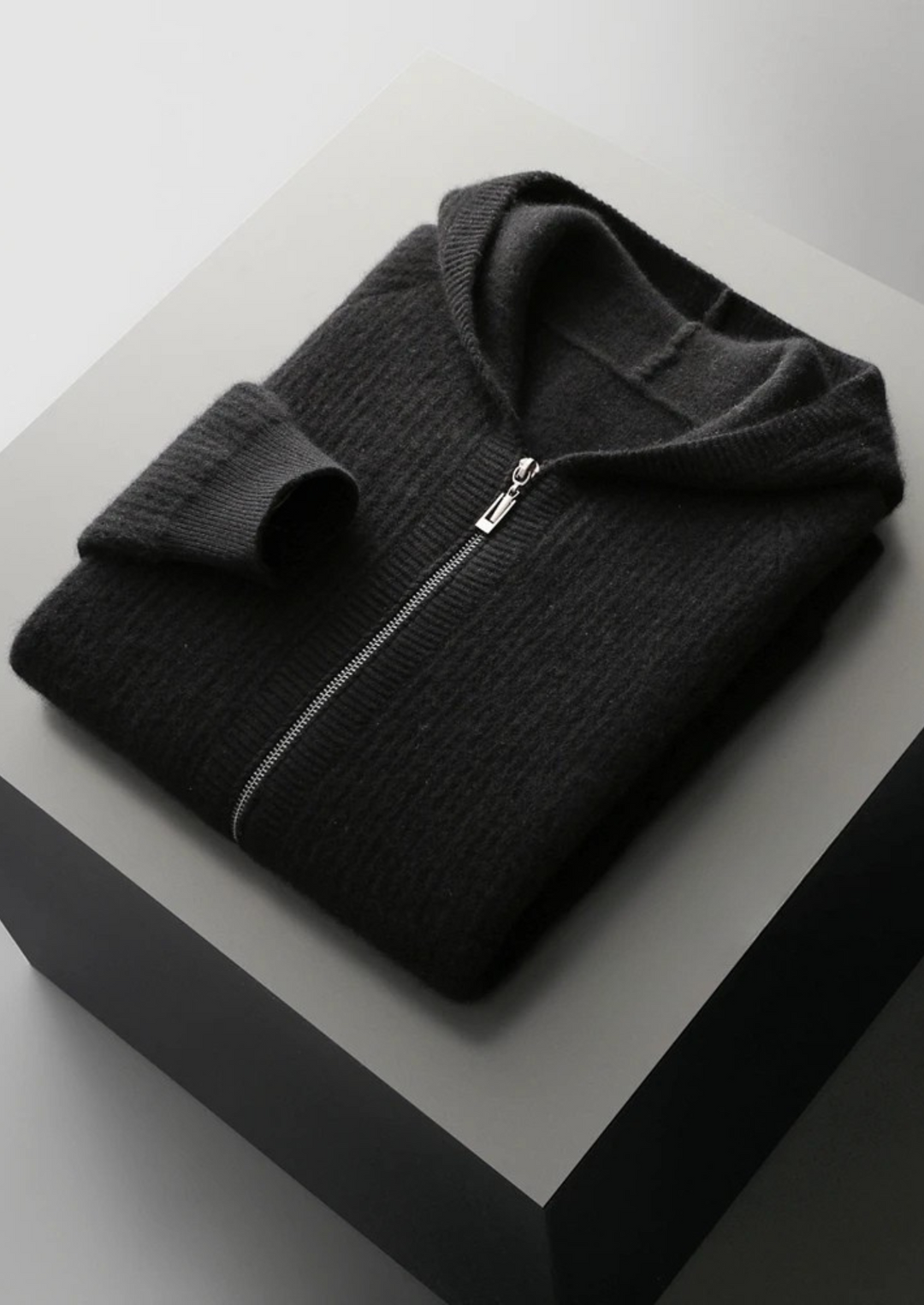 Camden | Stylish Wool Ribbed Zip-Up Hoodie Men - Premium Knit