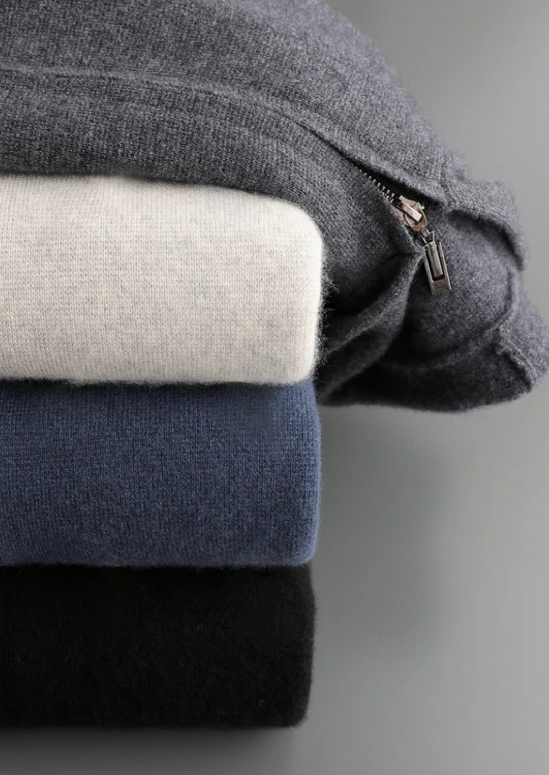 Tobias | Premium Cashmere Zip Up Hoodie Men - Charcoal