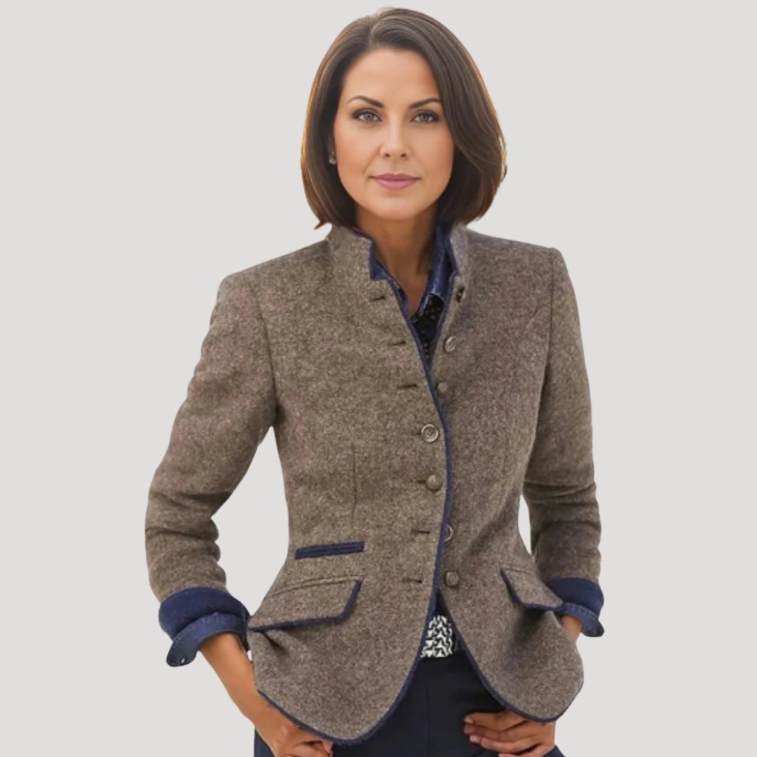 Hannah | Chic Fitted Tweed Blazer With High Collar