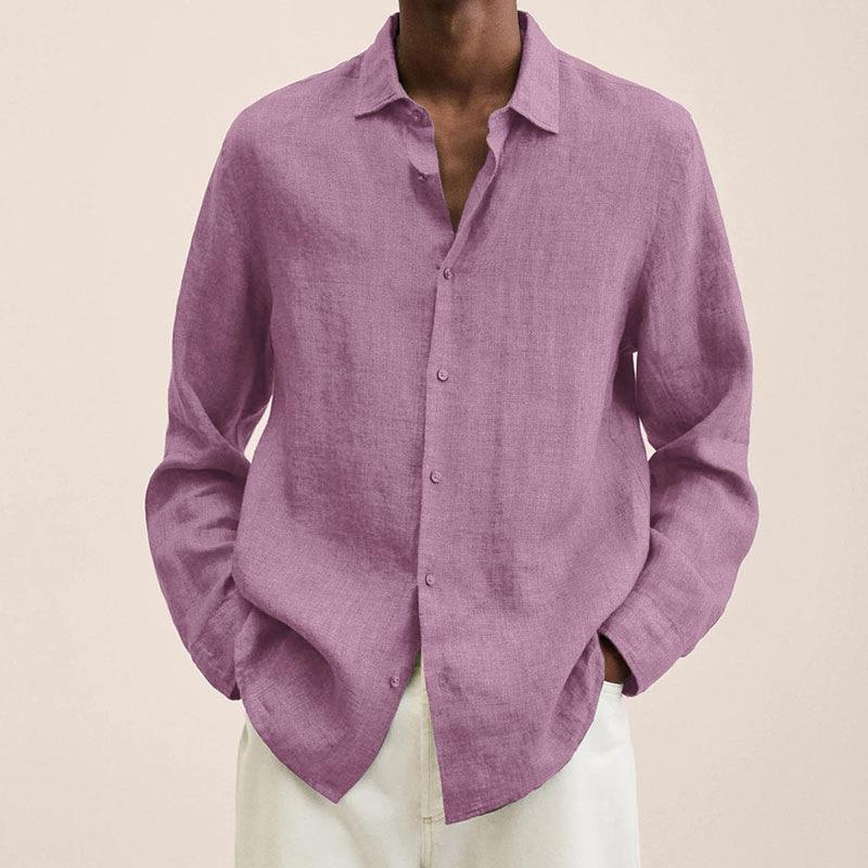 Hunter | Elegant Long Sleeve Button-Up Linen Shirt For Men