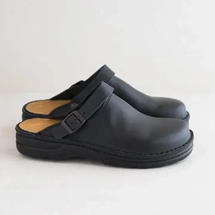 Benjamin | Classic Brown Leather Orthopedic Clogs Men