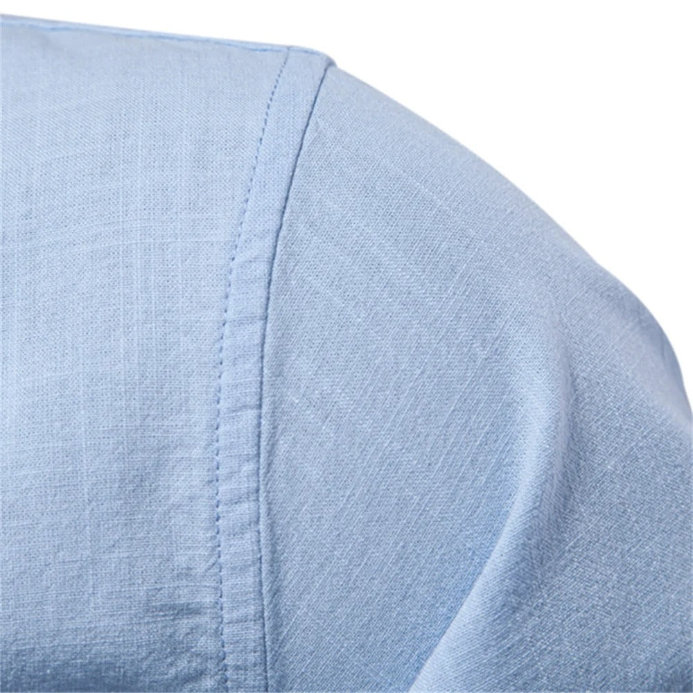 Evy | Stylish Men's Light Blue Mandarin Collar Cotton Shirt