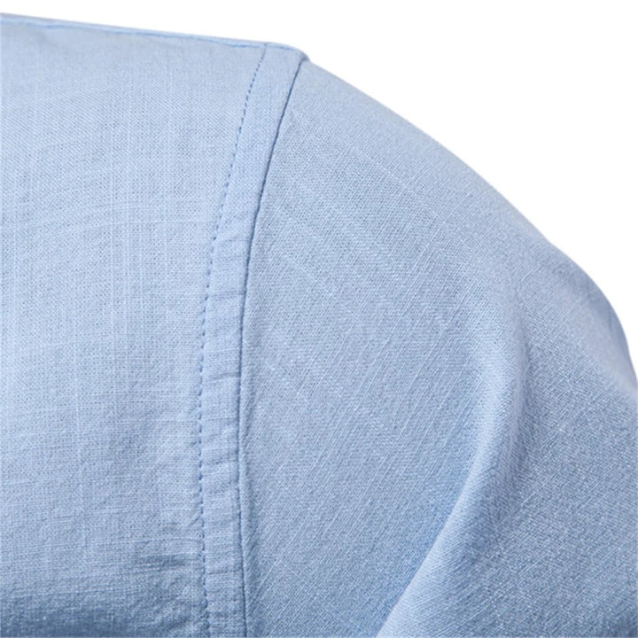 Evy | Stylish Men's Light Blue Mandarin Collar Cotton Shirt