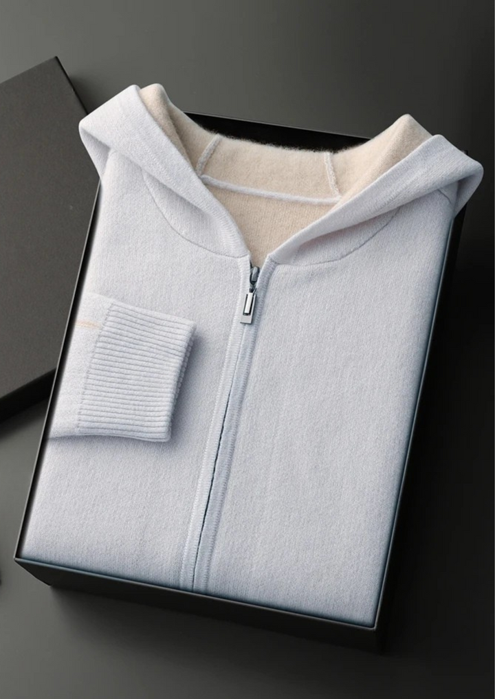 Casper | Elegant Two-Tone Zip Cashmere Hoodie Men