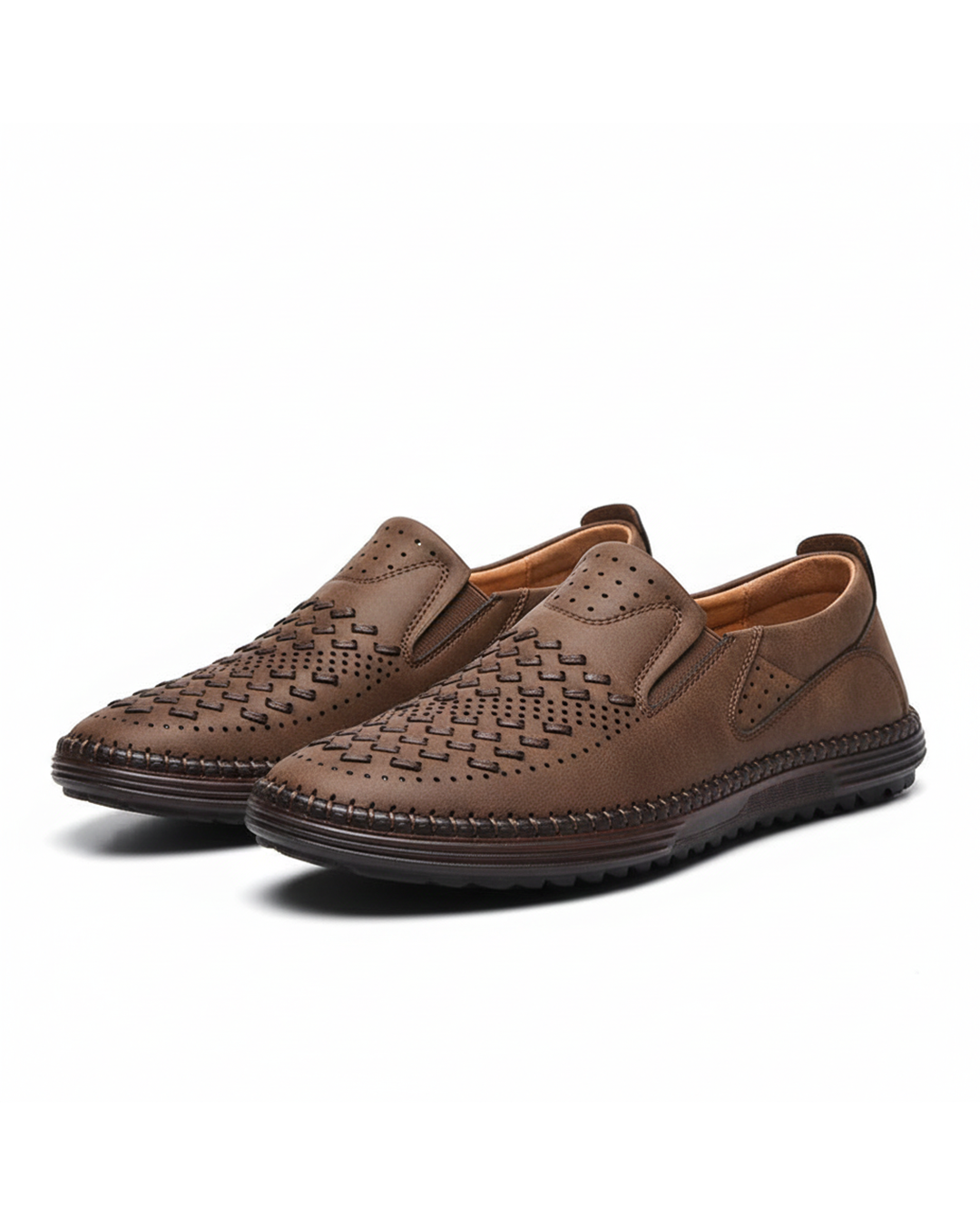 Elyse | Stylish Perforated Leather Slip-On Loafers For Men