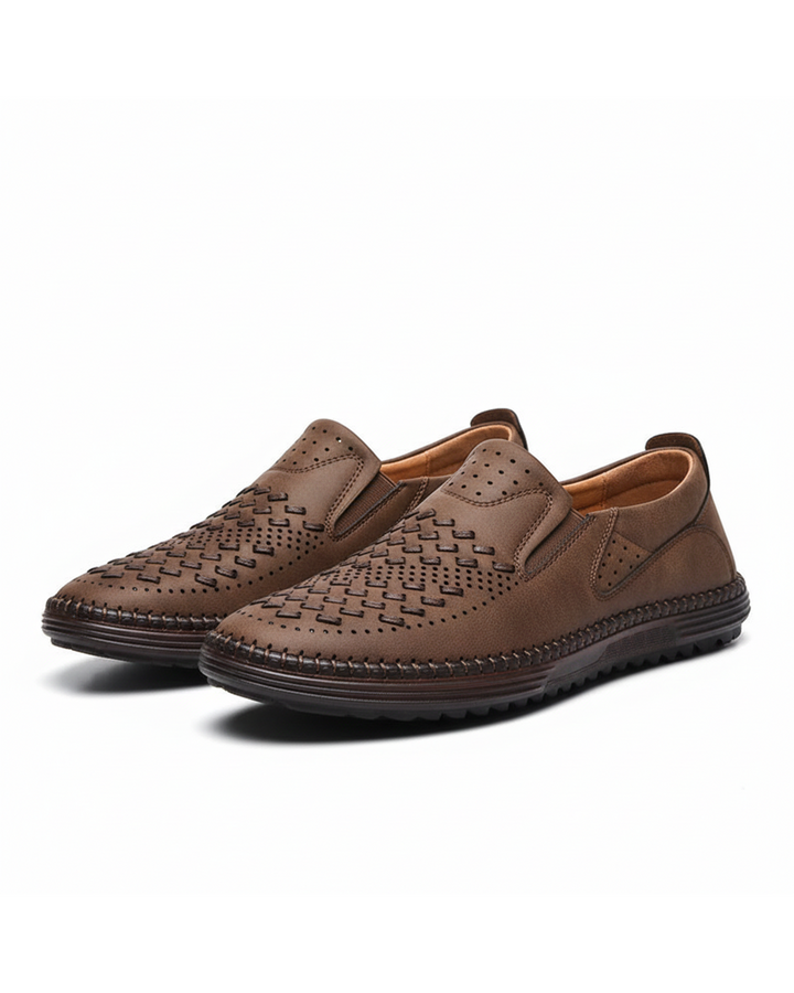 Elyse | Stylish Perforated Leather Slip-On Loafers For Men