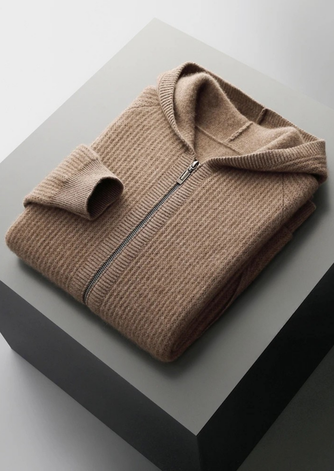Camden | Stylish Wool Ribbed Zip-Up Hoodie Men - Premium Knit