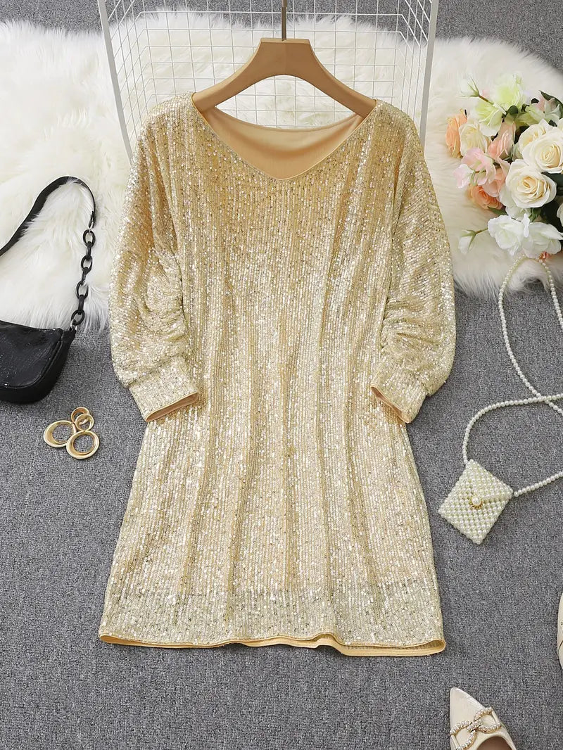 Felicity | Elegant Off-Shoulder Sequin Mini Party Dress