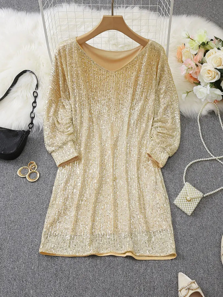 Felicity | Elegant Off-Shoulder Sequin Mini Party Dress