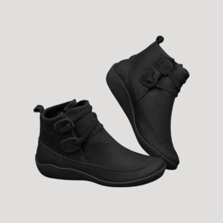 Hannah | Stylish Waterproof Leather Ankle Boots With Dual Buckle