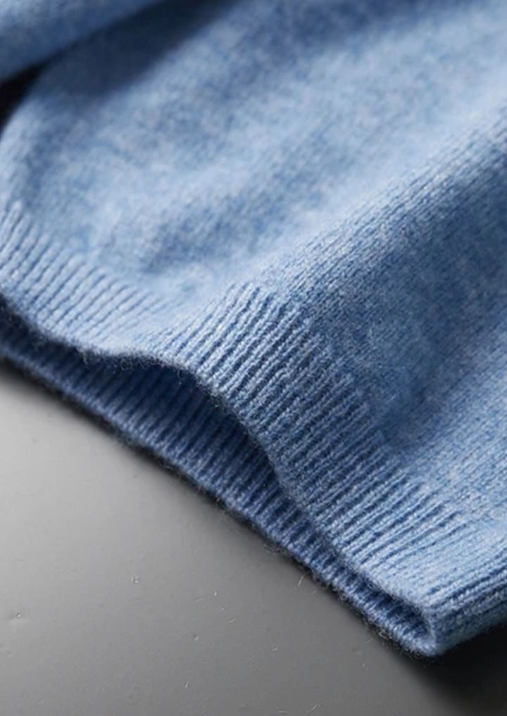 Cashmere Short Sleeve Polo Shirt Men - Light Blue Knit