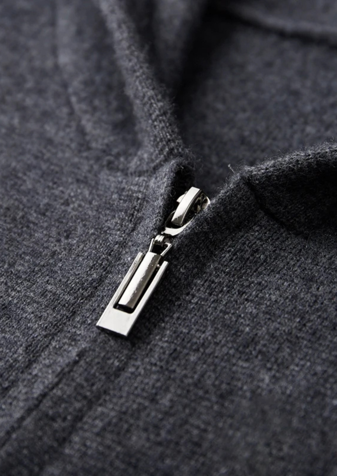 Tobias | Premium Cashmere Zip Up Hoodie Men - Charcoal