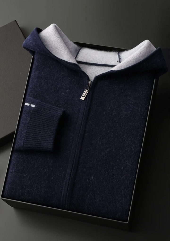 Casper | Elegant Two-Tone Zip Cashmere Hoodie Men