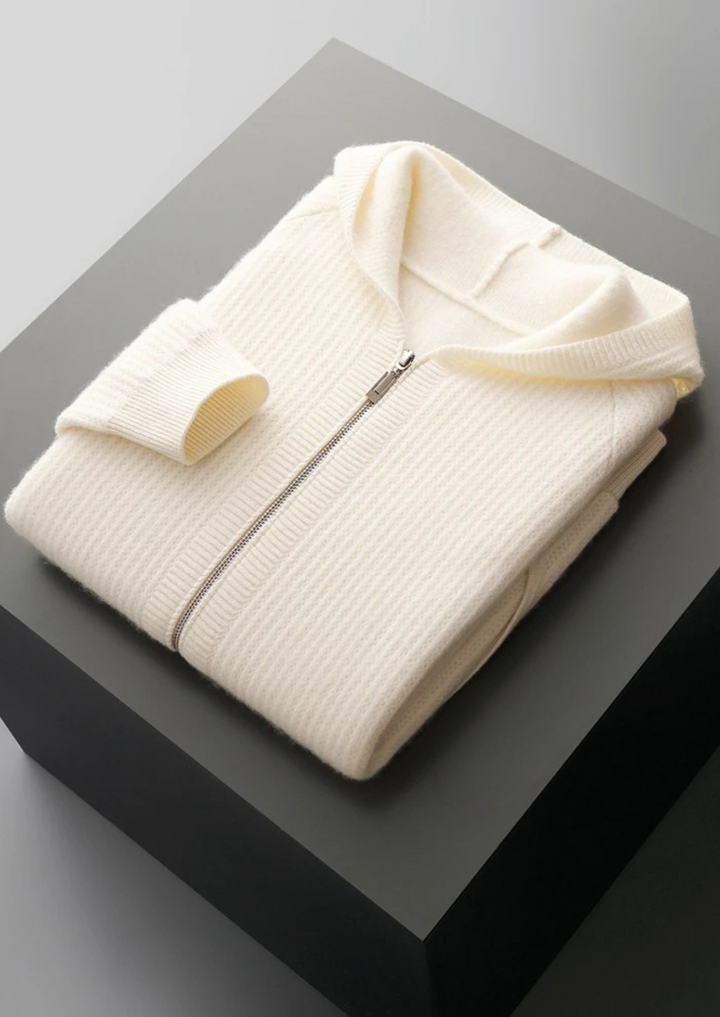 Camden | Stylish Wool Ribbed Zip-Up Hoodie Men - Premium Knit
