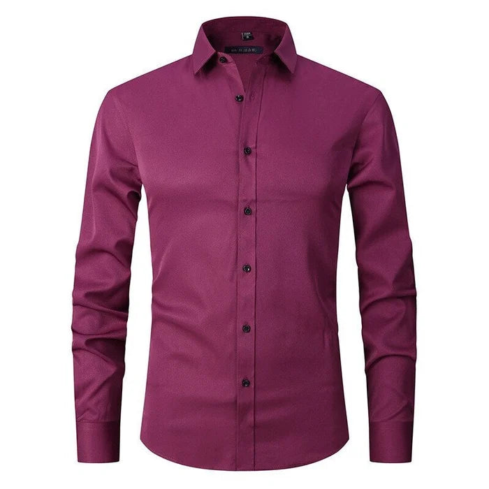 Declan | Sleek White Button-Up Long Sleeve Dress Shirt