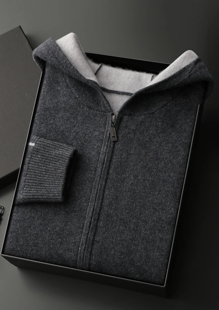 Casper | Elegant Two-Tone Zip Cashmere Hoodie Men