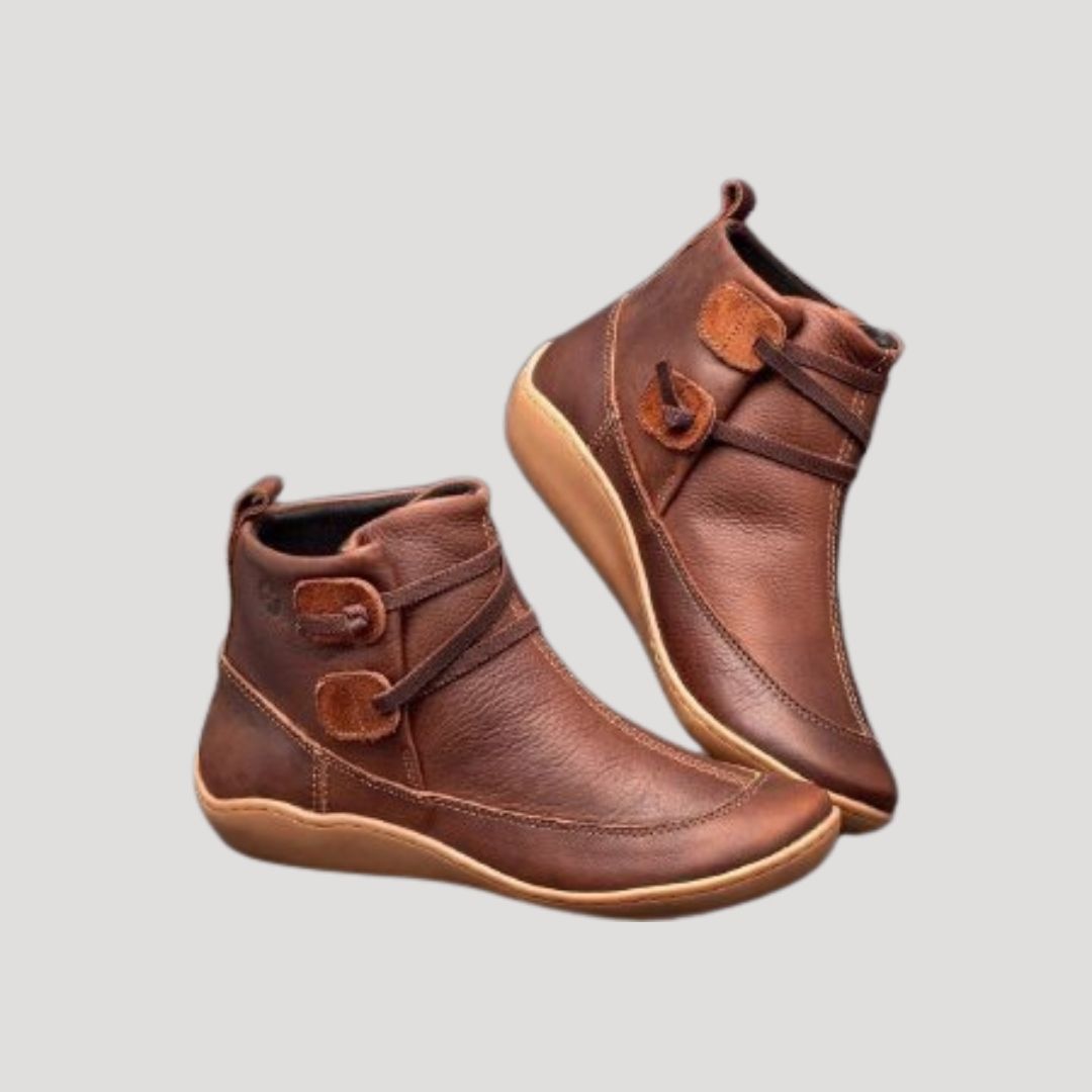 Evelyn | Stylish Waterproof Leather Ankle Boots With Buckle Straps