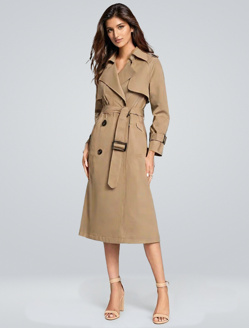 Celindra | Classic Double-Breasted Cotton Trench Coat Women