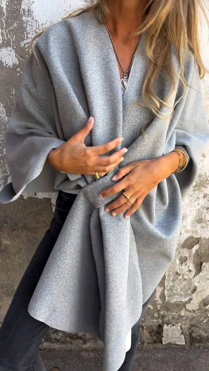 Freya | Elegant V-Neck Cape Jacket With Wrap Silhouette