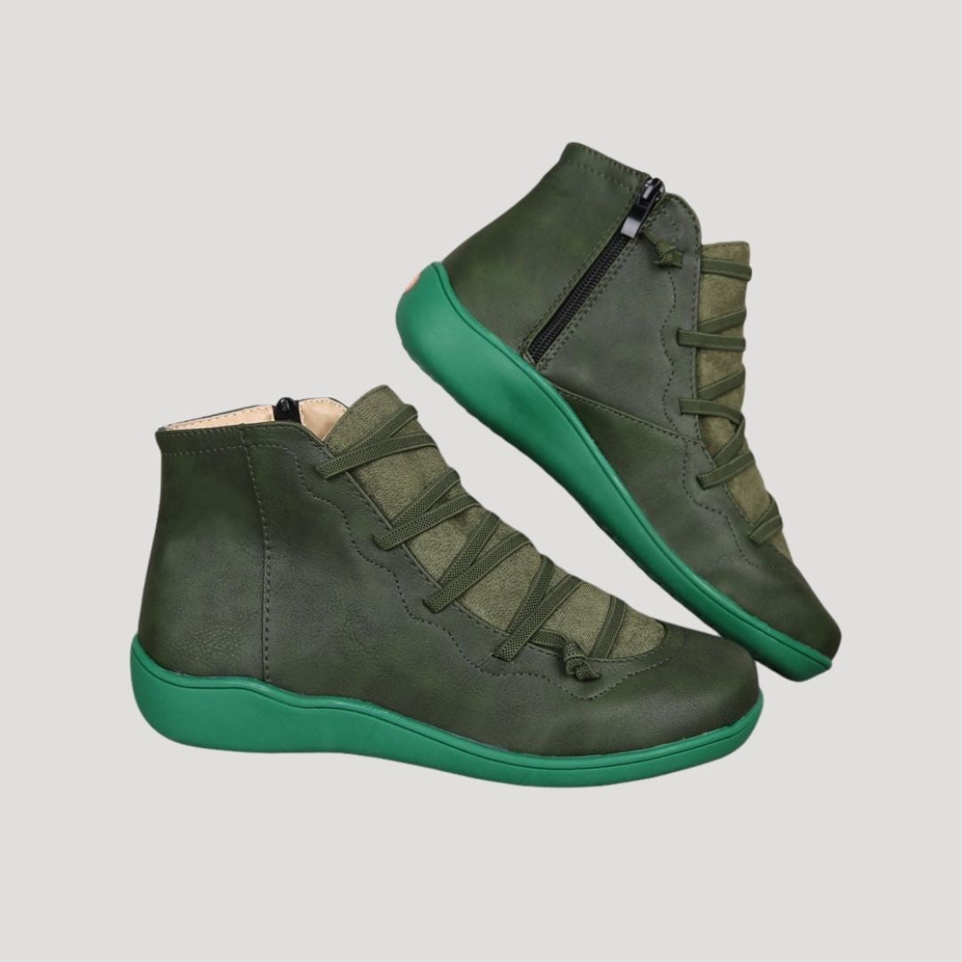 Hannah | Stylish Waterproof Leather Ankle Boots With Dual Buckle
