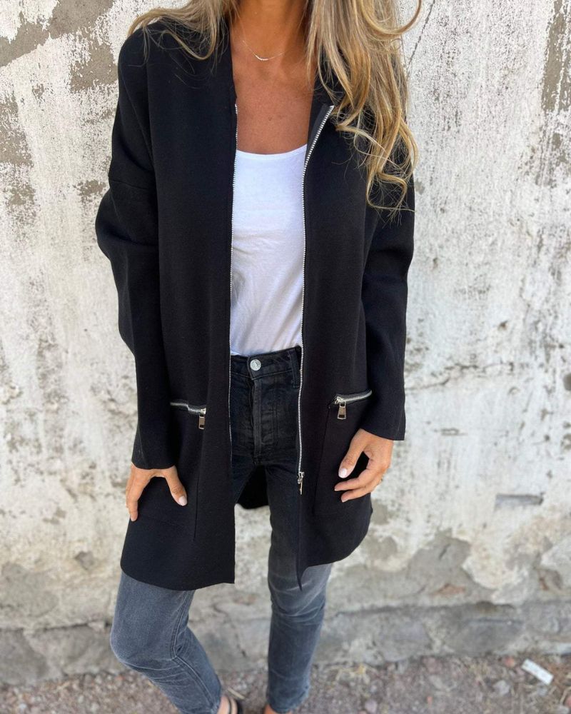 Wren | Stylish Long Sleeve Zip Up Cardigan With Hood