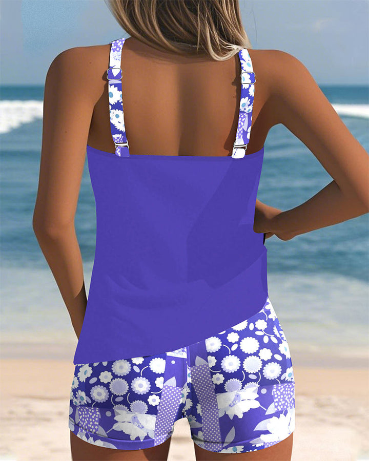 Fern | Stylish Floral Print Tankini Set With Swim Shorts
