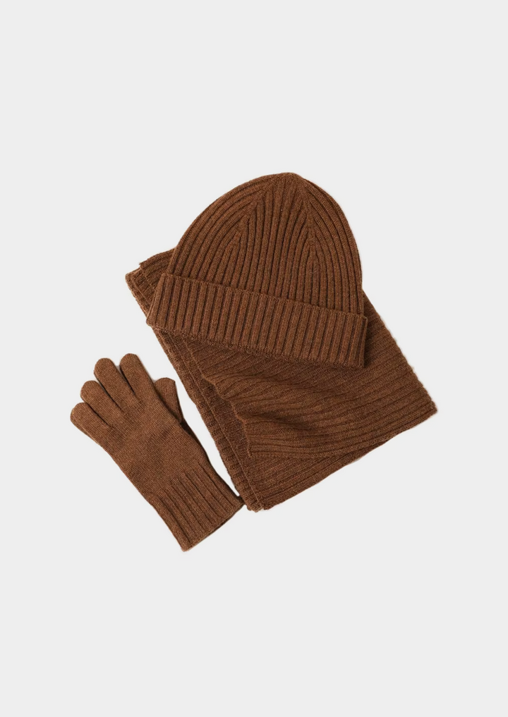 Cordelia | Elegant Cashmere Winter Accessories Set - Beanie Scarf Gloves
