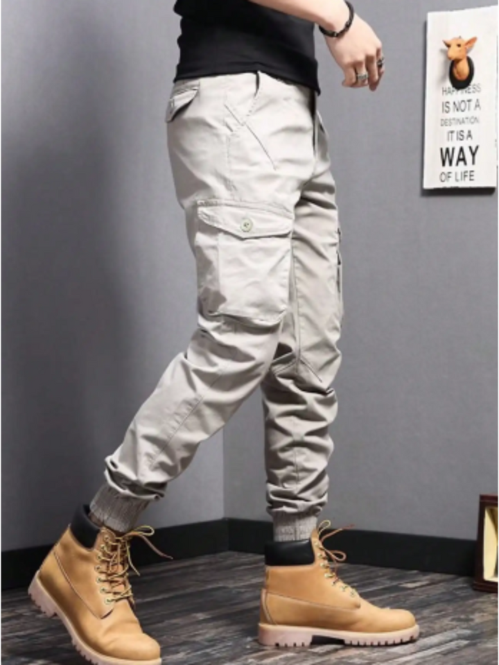 Evy | Sleek Tapered Cargo Trousers With Multi-Pocket Utility Design