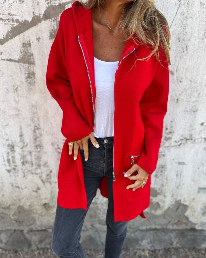 Wren | Stylish Long Sleeve Zip Up Cardigan With Hood