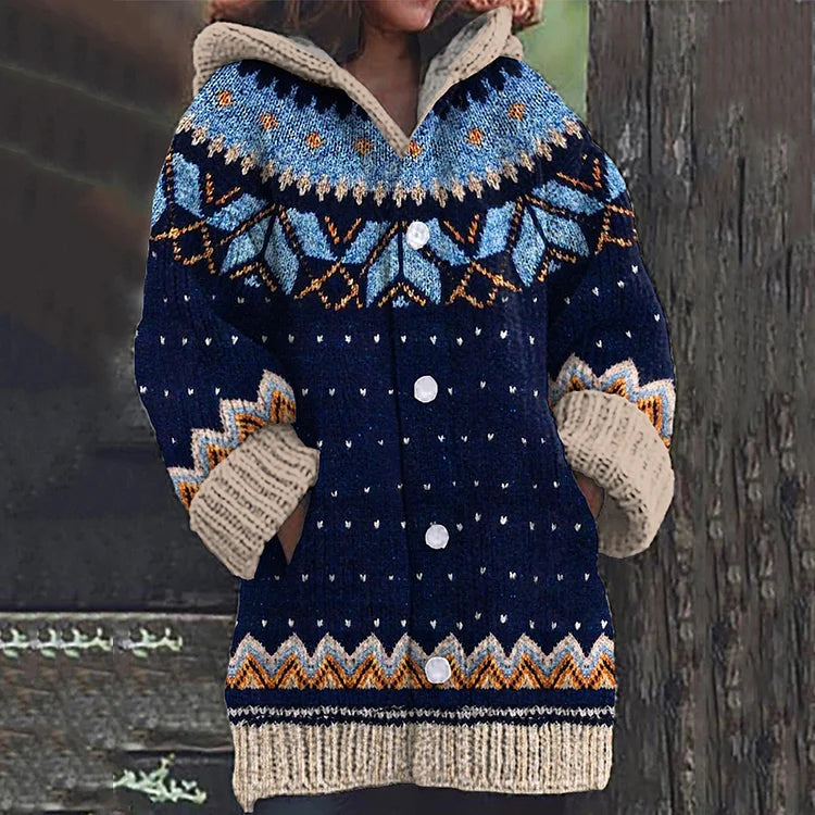 Meredith | Hooded Fair Isle Knit Cardigan Women - Cozy Style