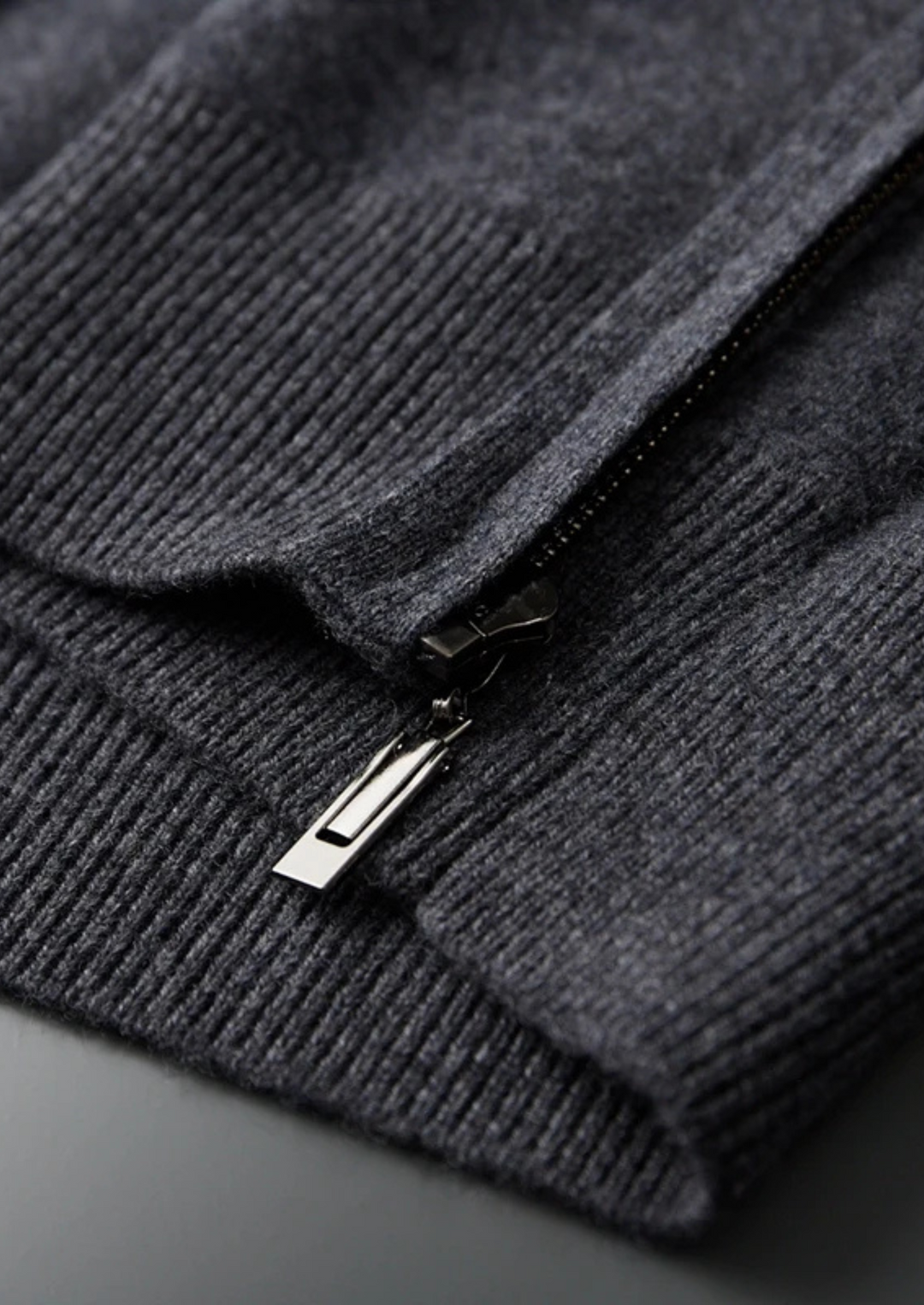 Tobias | Premium Cashmere Zip Up Hoodie Men - Charcoal