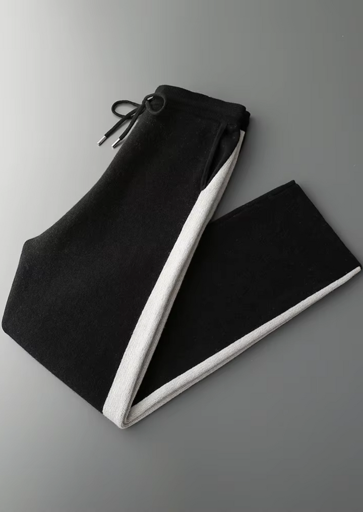 Renee | Elegant Wide Leg Cashmere Trousers With Drawstring